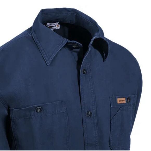 Carhartt Men's Trade Navy Blue Work Canvas Long Sleeve Work Shirt Size XL - Picture 5 of 9